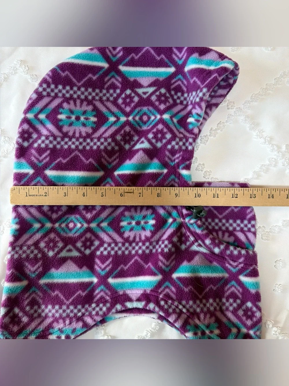Columbia CSC Fleece Balaclava Hood Purple/Teal L/XL Aztec Geometric Ski Snow
